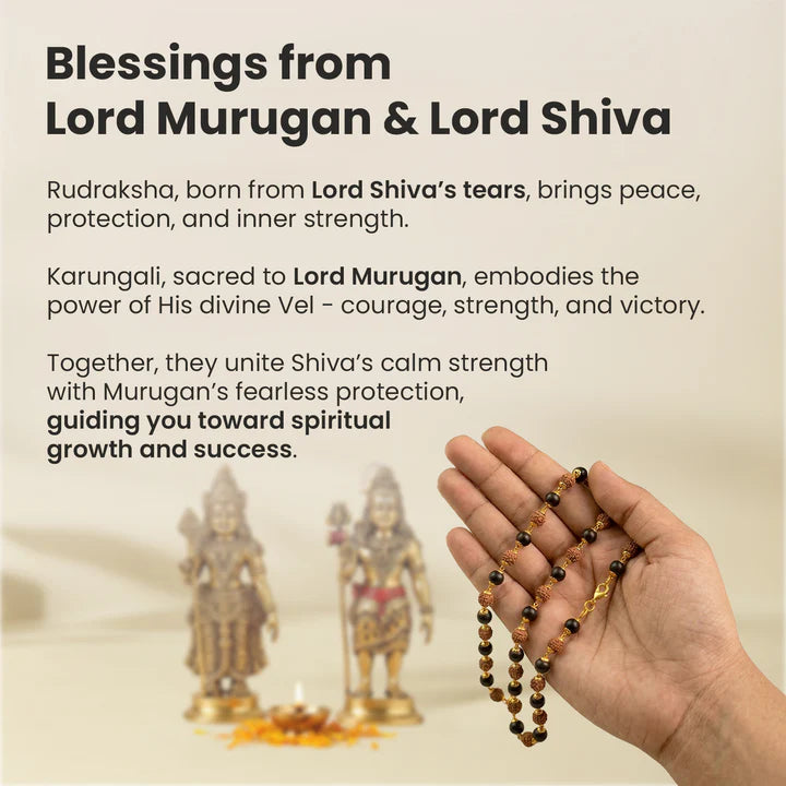 Divya Raksha Rudraksha & Karungali Mala with Gold Capping