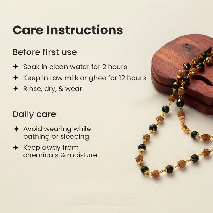 Divya Raksha Rudraksha & Karungali Mala with Gold Capping