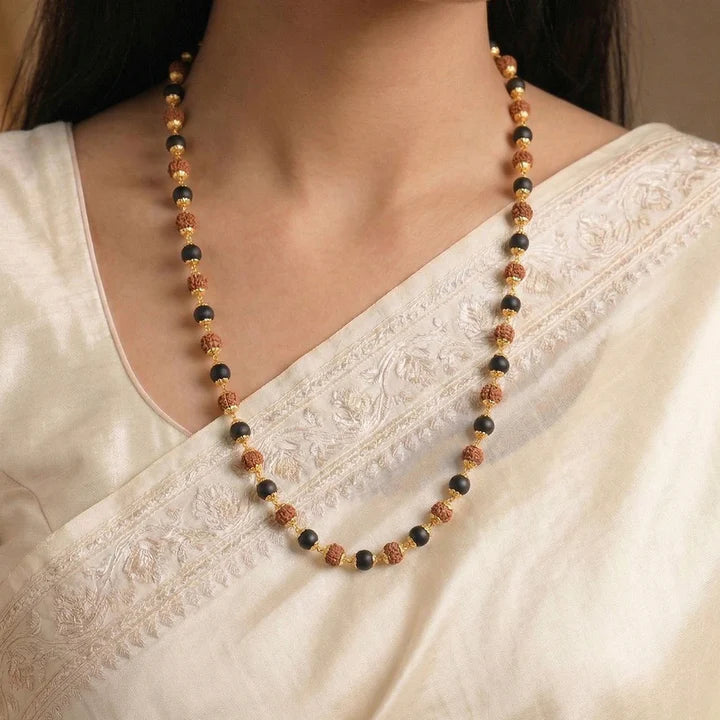 Divya Raksha Rudraksha & Karungali Mala with Gold Capping