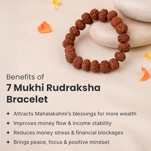 🕉️ Premium 7 Mukhi Rudraksha Bracelet – Authentic Sacred Beads for Prosperity, Protection & Positive Energy